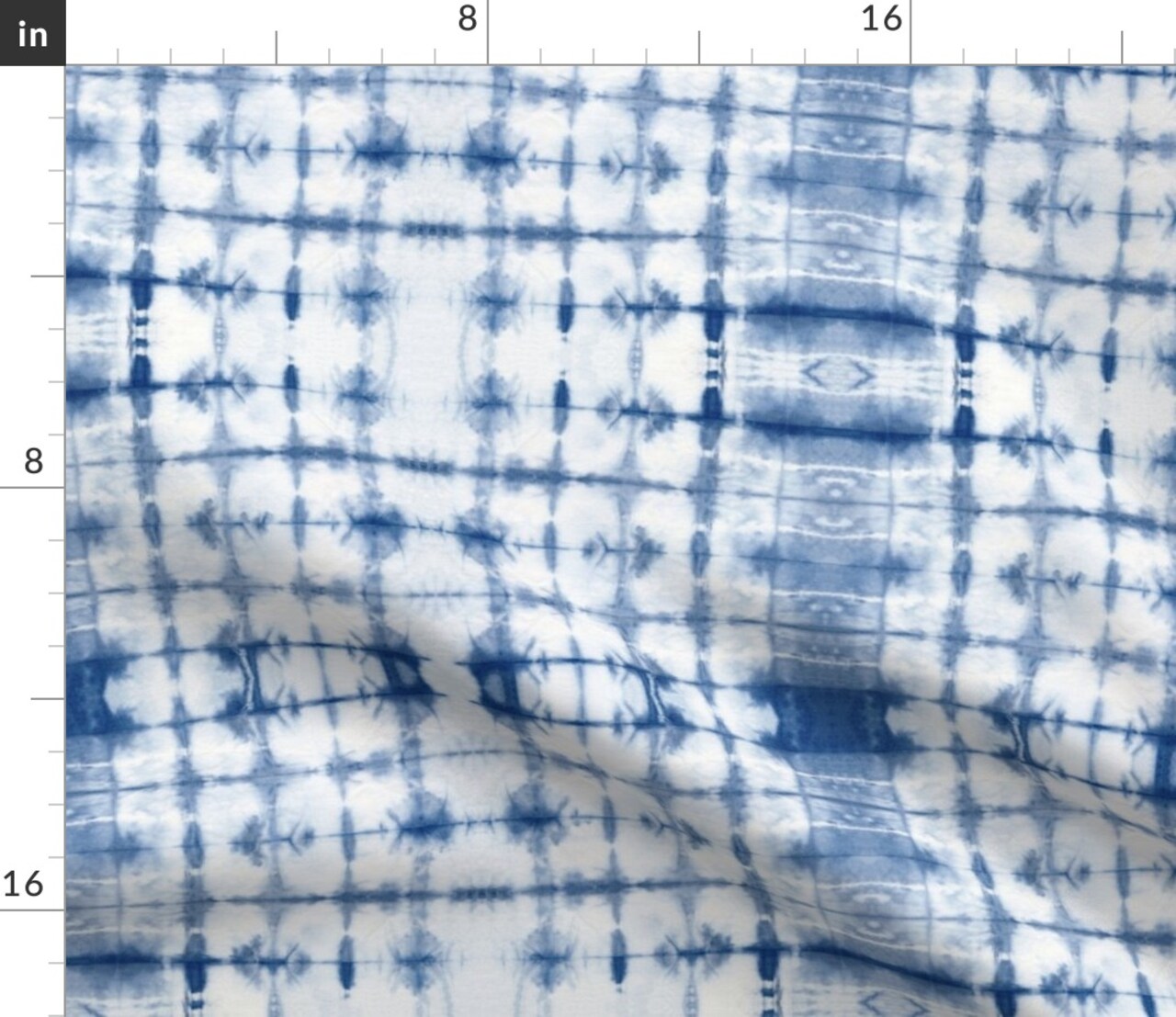 Indigo Shibori Geometric Squares Blue White Geo Traditional Japanese Japan Custom Printed Fabric by Spoonflower Various Fabrics by the Yard or Fat Quarter